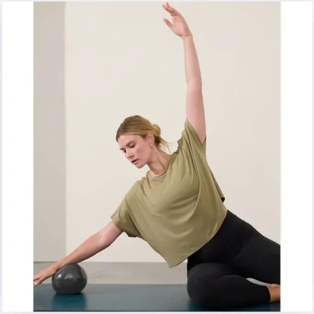 Athleta With Ease Crop Tee, Color: Olive